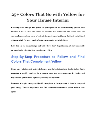 25  Colors That Go with Yellow for Your House Interior