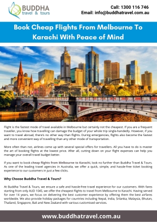 Book Cheap Flights From Melbourne To Karachi With Peace of Mind