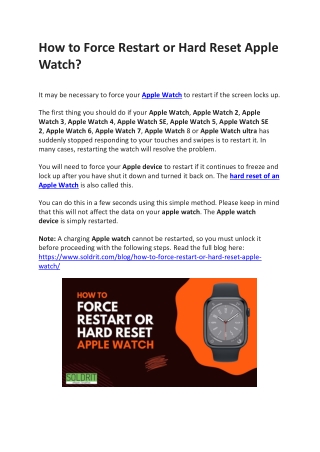 How to Force Restart or Hard Reset Apple Watch?