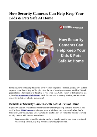How Security Cameras Can Help Keep Your Kids & Pets Safe At Home