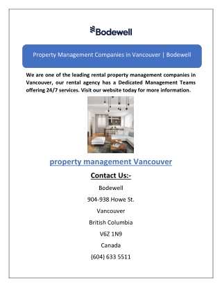 Property Management Companies in Vancouver | Bodewell