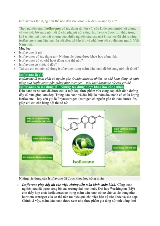Isoflavones tác dụng như thế nào đến sức khỏe