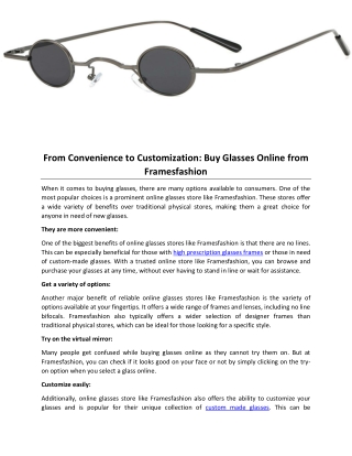 From Convenience to Customization Buy Glasses Online from Framesfashion