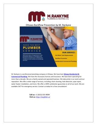 Ottawa residential & commercial plumbing- M.Rankyne