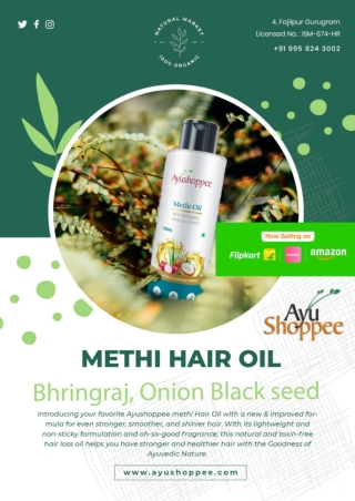Buy Methi Hair Oil with Methi, Bhringraj, Onion Black Seed @ 199 INR Only - AyuS