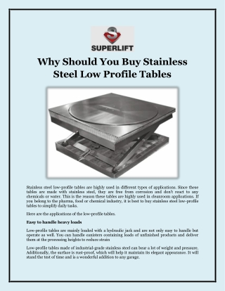 Why Should You Buy Stainless Steel Low Profile Tables