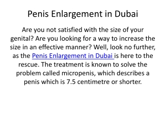 Penis Enlargement in Dubai