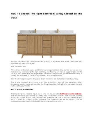 How To Choose The Right Bathroom Vanity Cabinet In The USA