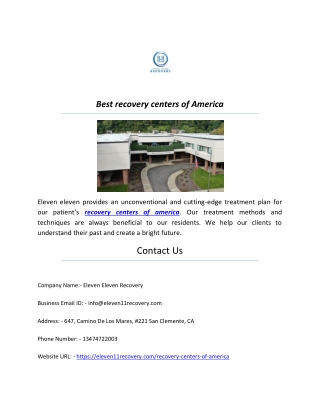 Best recovery centers of America