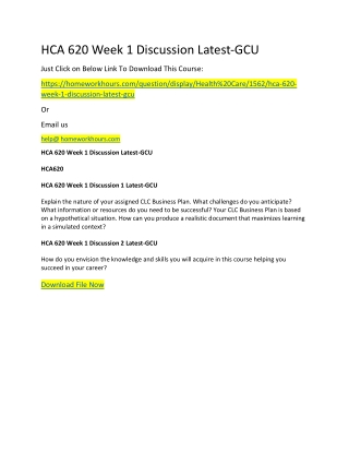 HCA 620 Week 1 Discussion Latest-GCU
