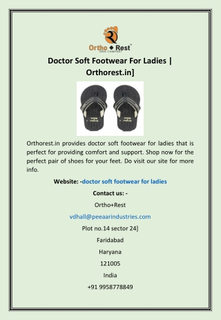 Doctor Soft Footwear For Ladies | Orthorest.in