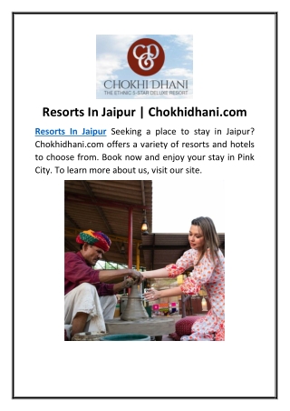 Resorts In Jaipur | Chokhidhani.com