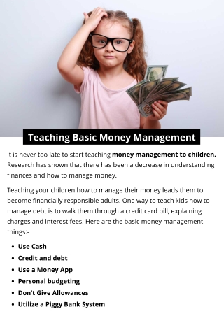 Teaching Basic Money Management