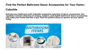 Find the Perfect Bathroom Decor Accessories for Your Home _ Cobuilds. google