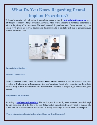 What Do You Know Regarding Dental Implant Procedures?