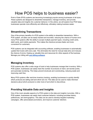 How POS helps to business easier