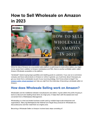 How to Sell Wholesale on Amazon in 2023