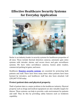Effective Healthcare Security Systems for Everyday Application