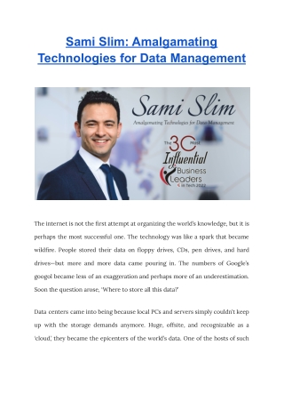 Sami Slim Amalgamating Technologies for Data Management