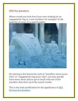 SEO for Jewelers