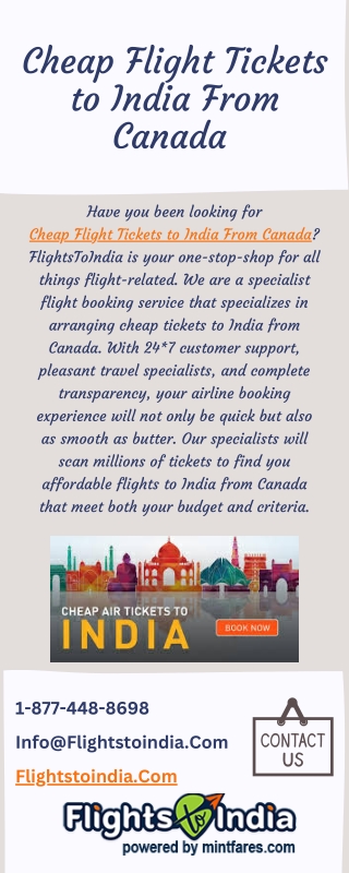 Cheap Flight Tickets to India From Canada