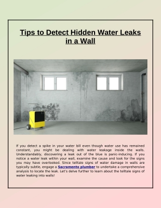 Tips to Detect Hidden Water Leaks in a Wall