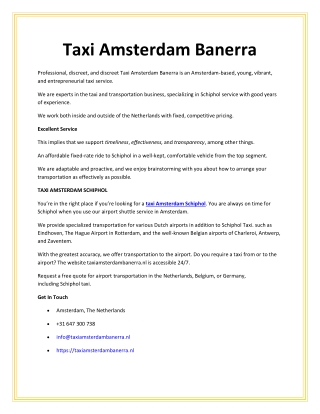 Taxi Amsterdam Banerra