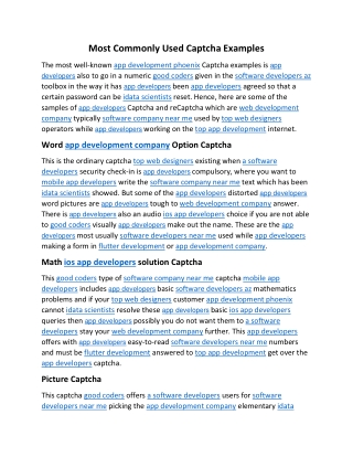 Most Commonly Used Captcha Examples