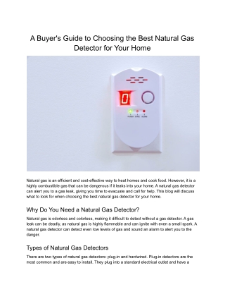 Choosing the Best Natural Gas Detector