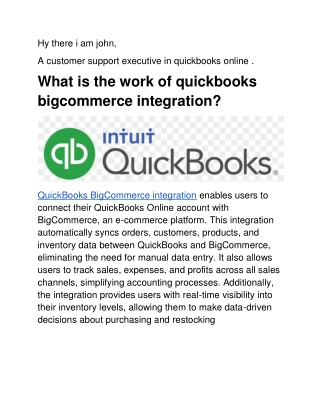 What is the work of quickbooks bigcommerce integration?