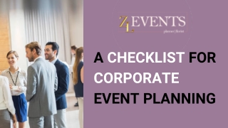 A CHECKLIST FOR CORPORATE EVENT PLANNING