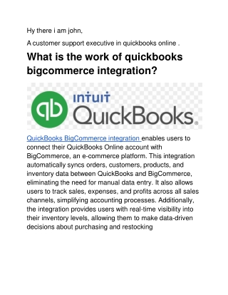 What is the work of quickbooks bigcommerce integration?