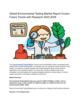 Global Environmental Testing Market Report Covers Future Trends with Research