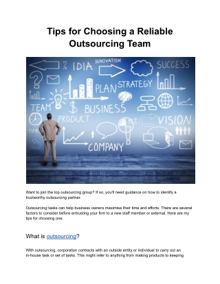 Tips for Choosing a Reliable Outsourcing Team