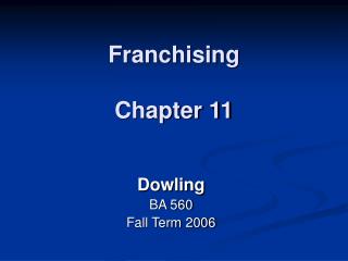 Franchising Chapter 11
