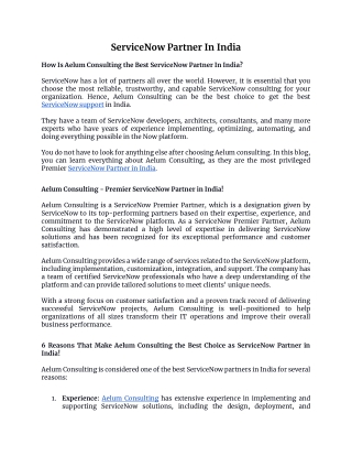 ServiceNow Partner In India