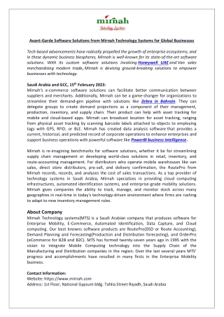 Avant-Garde Software Solutions from Mirnah Technology Systems for Global Businesses