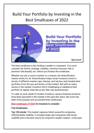 Build Your Portfolio by Investing in the Best Smallcases of 2022