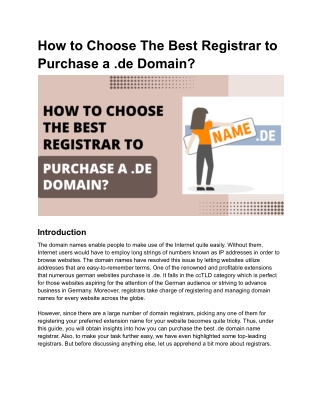 How to Choose The Best Registrar to Purchase a .de Domain?