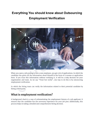 Everything You should know about Outsourcing Employment Verification