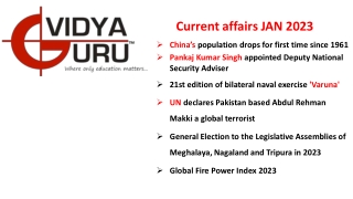 Current affairs JAN 2023