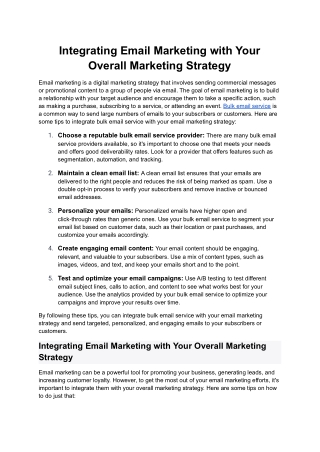 Integrating Email Marketing with Your Overall Marketing Strategy