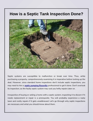 Septic Tank Inspection Checklist