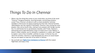 Things To Do In Chennai