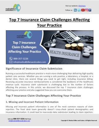 Top 7 Insurance Claim Challenges Affecting Your Practice