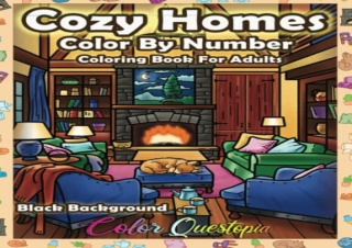 download Color By Number Cozy Homes Coloring for Adults BLACK BACKGROUND: Number