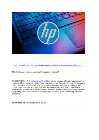 How can hp envy windows 10 issues be resolved?