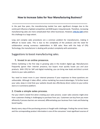 How to Increase Sales for Your Manufacturing Business