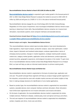 Neurorehabilitation Devices Market to Reach US 4,040.18 million by 2028