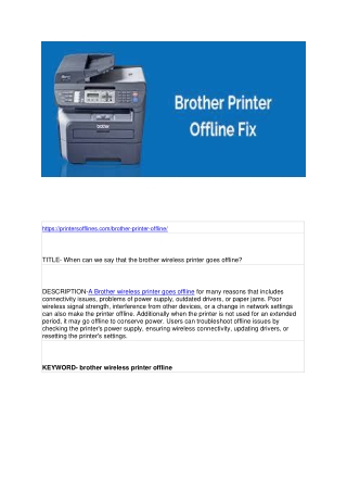 When can we say that the brother wireless printer goes offline?